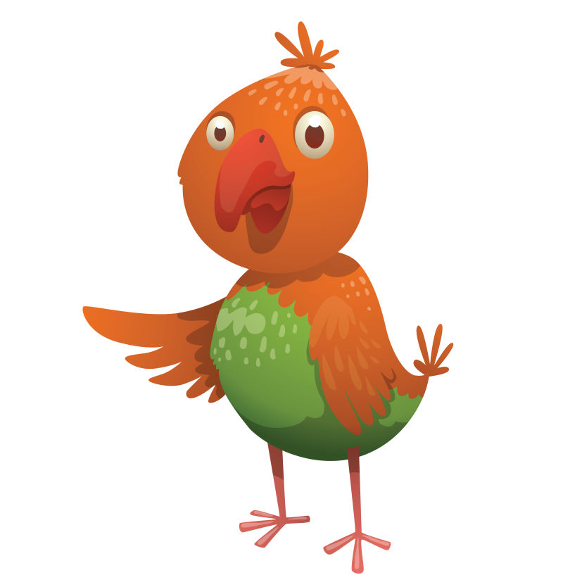 创意矢量卡通橙色鸟类插图