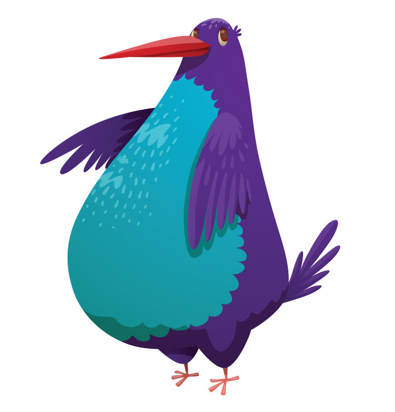 创意矢量卡通紫色胖胖的鸟插图