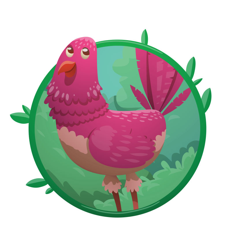 矢量可爱的粉色热带鸟类插图