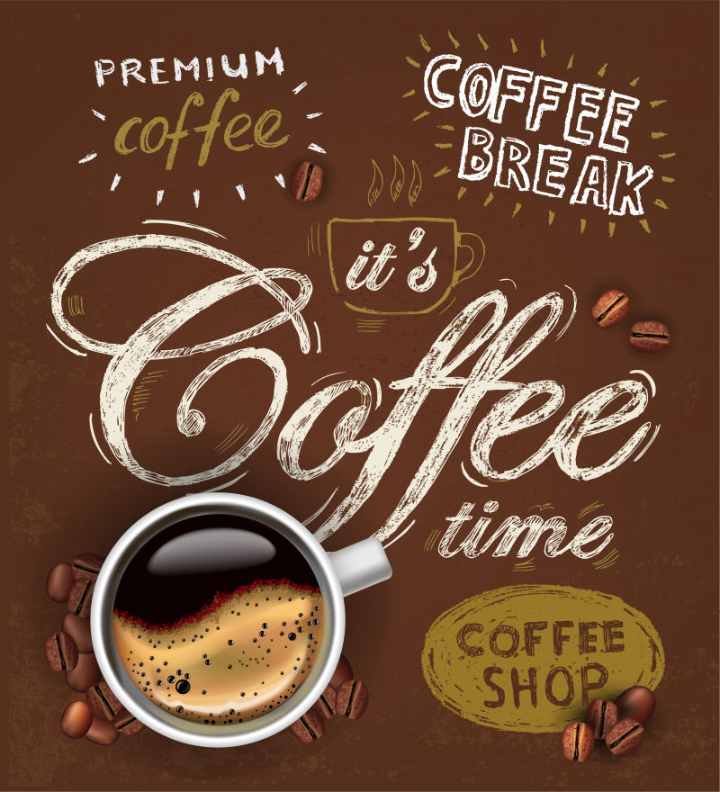老式的咖啡宣传海报矢量设计