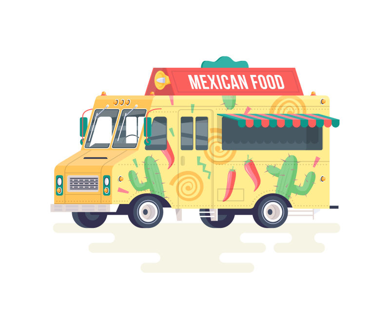 墨西哥食品卡车矢量插图