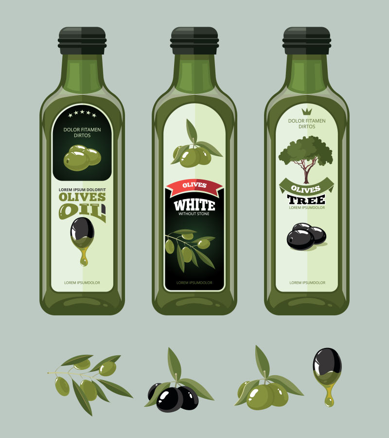 瓶装橄榄油矢量插图