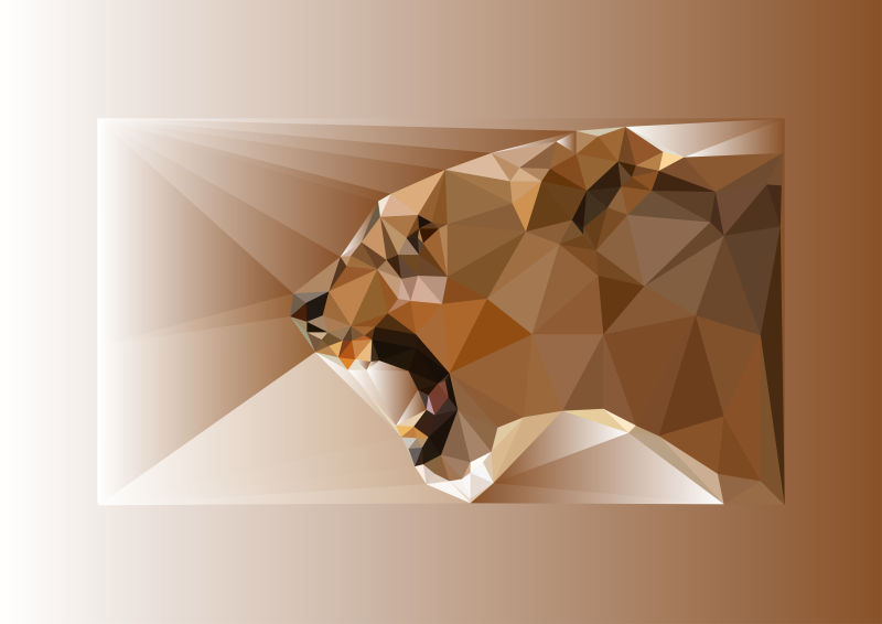 抽象矢量几何风格的凶猛的狮子插图