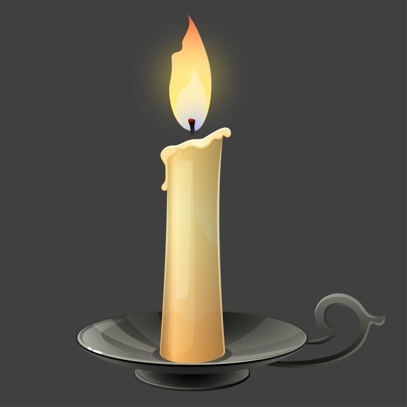 矢量金属烛台上的蜡烛插图