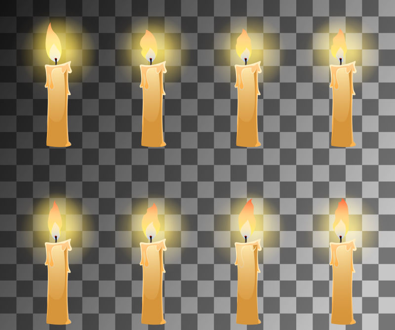 抽象矢量燃烧的蜡烛设计元素