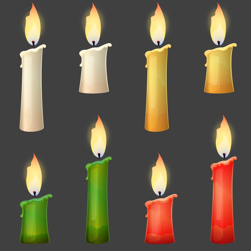 创意矢量燃烧的蜡烛设计插图