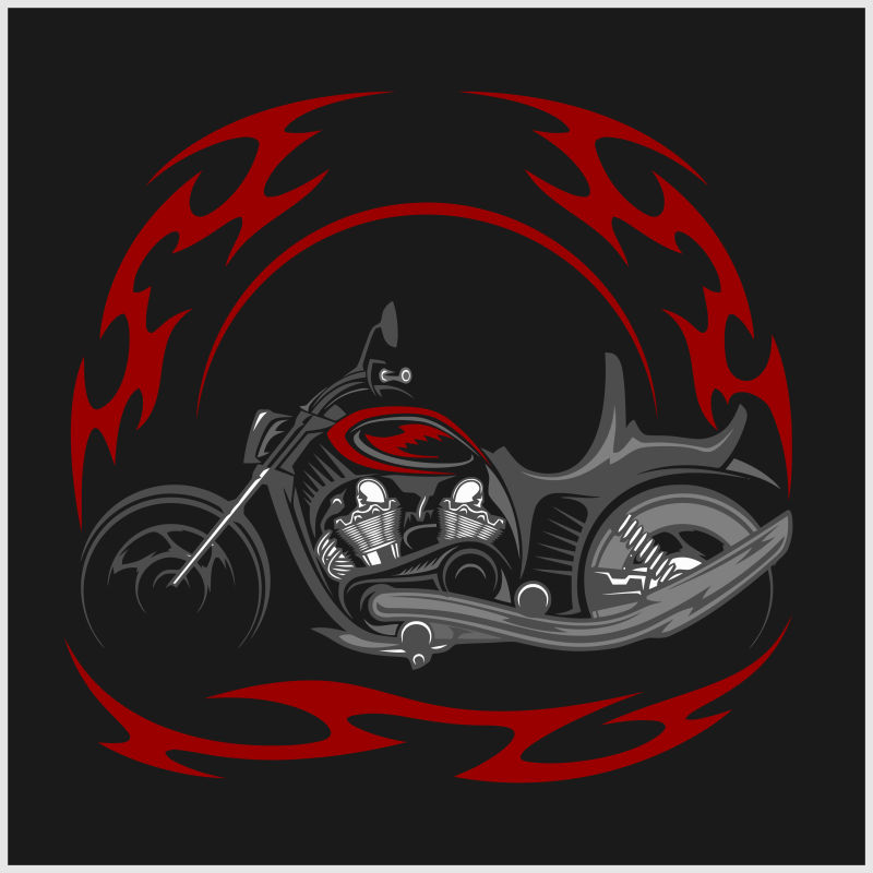 创意矢量酷帅的摩托车图案插图