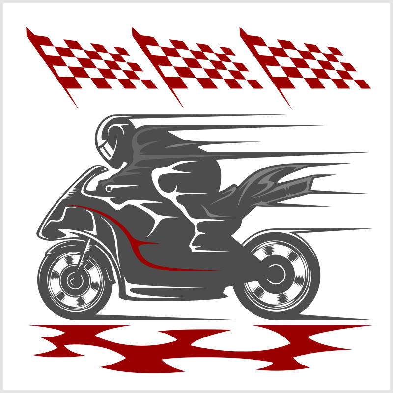 抽象矢量超速的摩托车图案插图