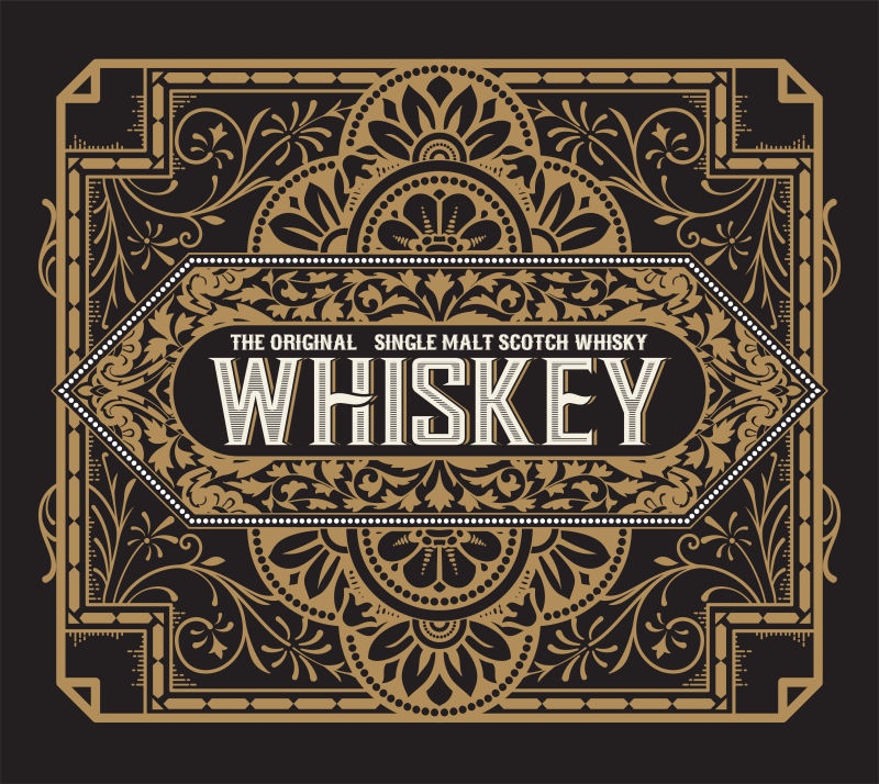 威士忌老式标签矢量设计