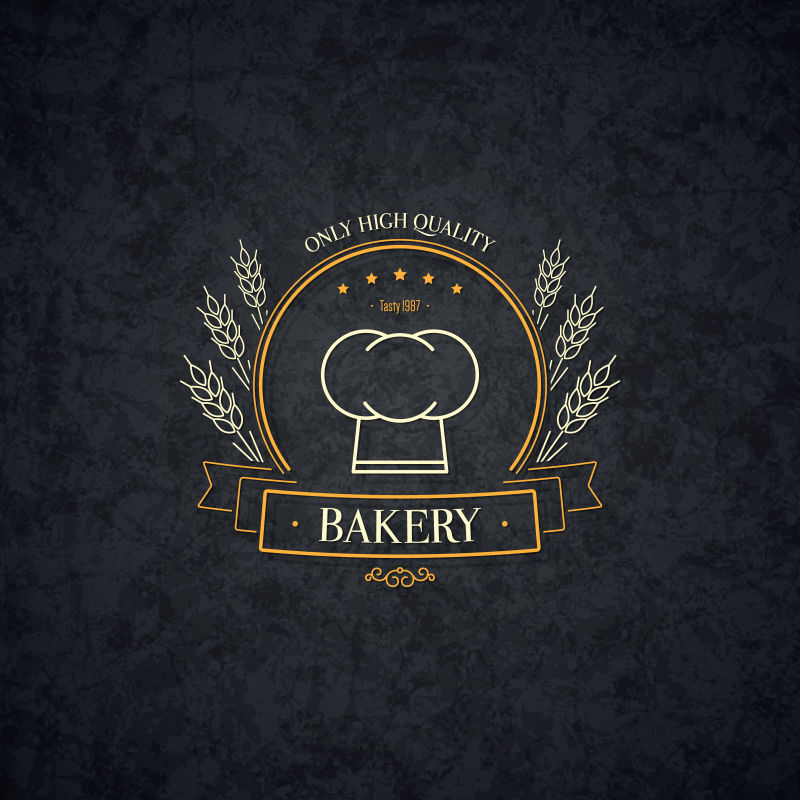 黑色背景的面包店标志设计矢量图