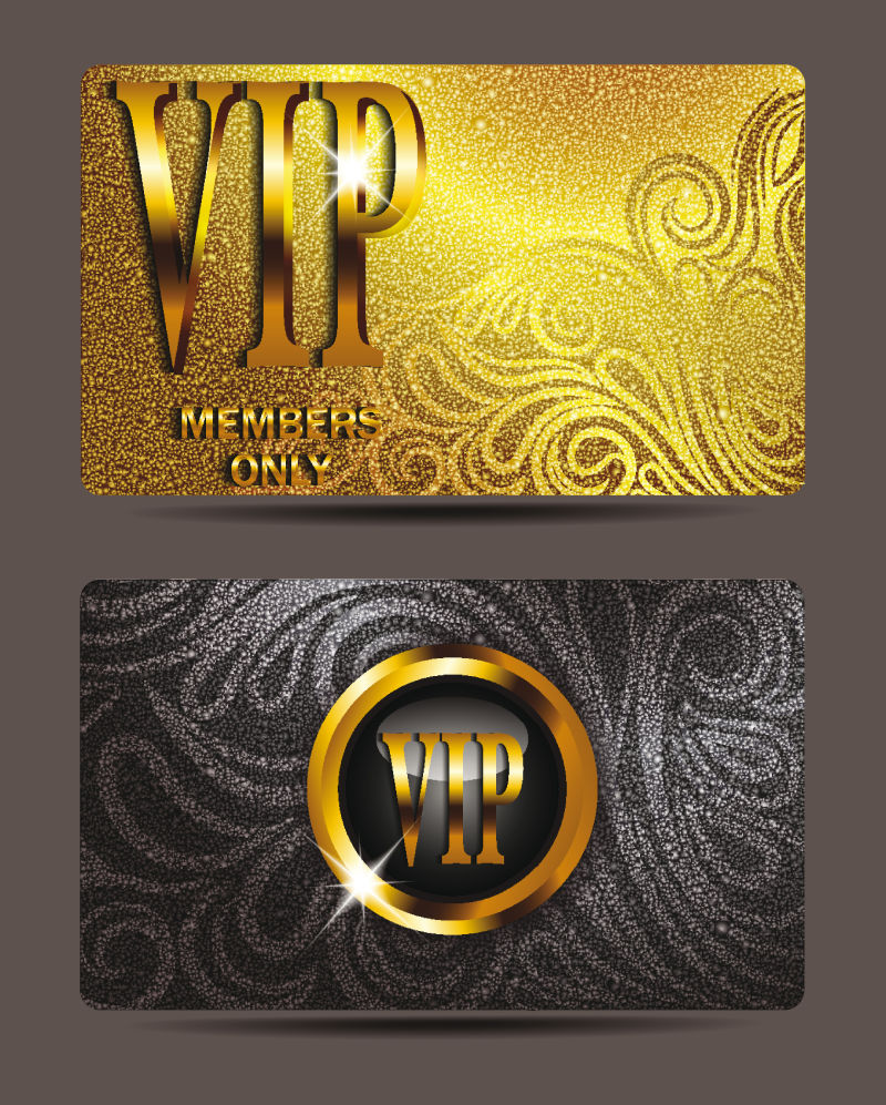 抽象矢量黑色金色现代华丽会员卡设计
