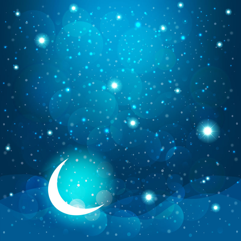 矢量夜空中的明星卡通插图