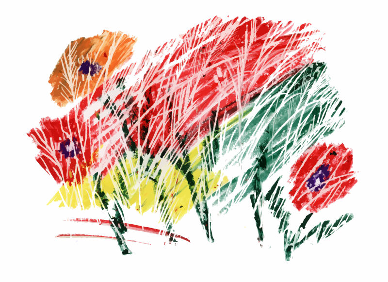 盛开的罂粟花矢量插图