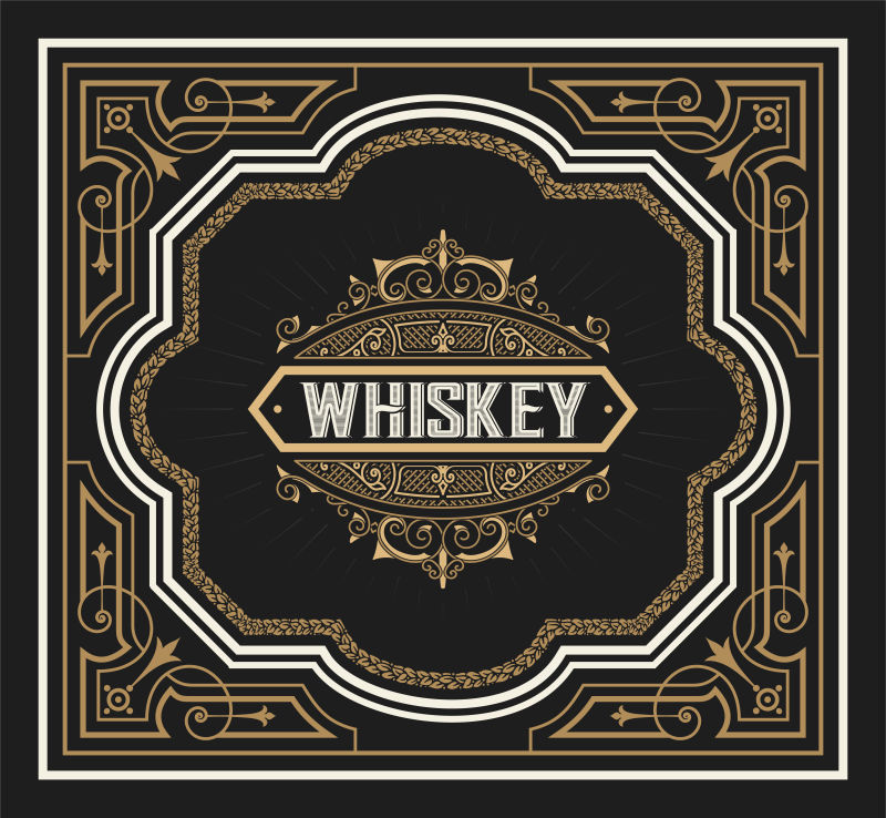 威士忌艺术标签矢量设计