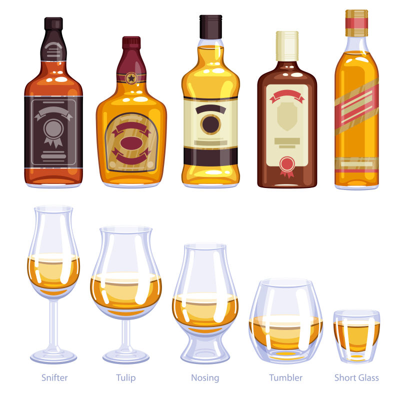 抽象矢量威士忌的创意插图设计