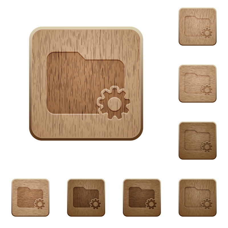 木雕文件夹设置按钮图标矢量图设计