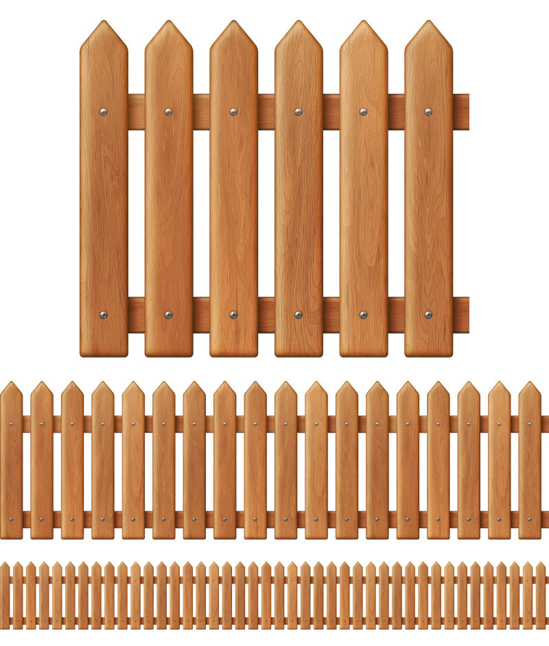 棕色的木制栅栏矢量插图
