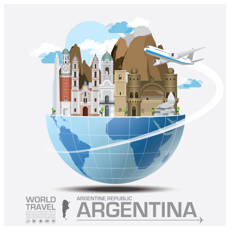抽象矢量阿根廷旅行概念的标志设计