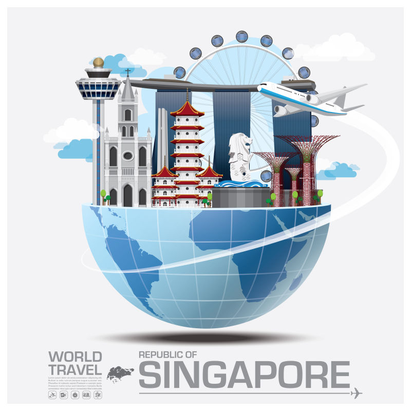 抽象矢量新加坡旅行概念的插图