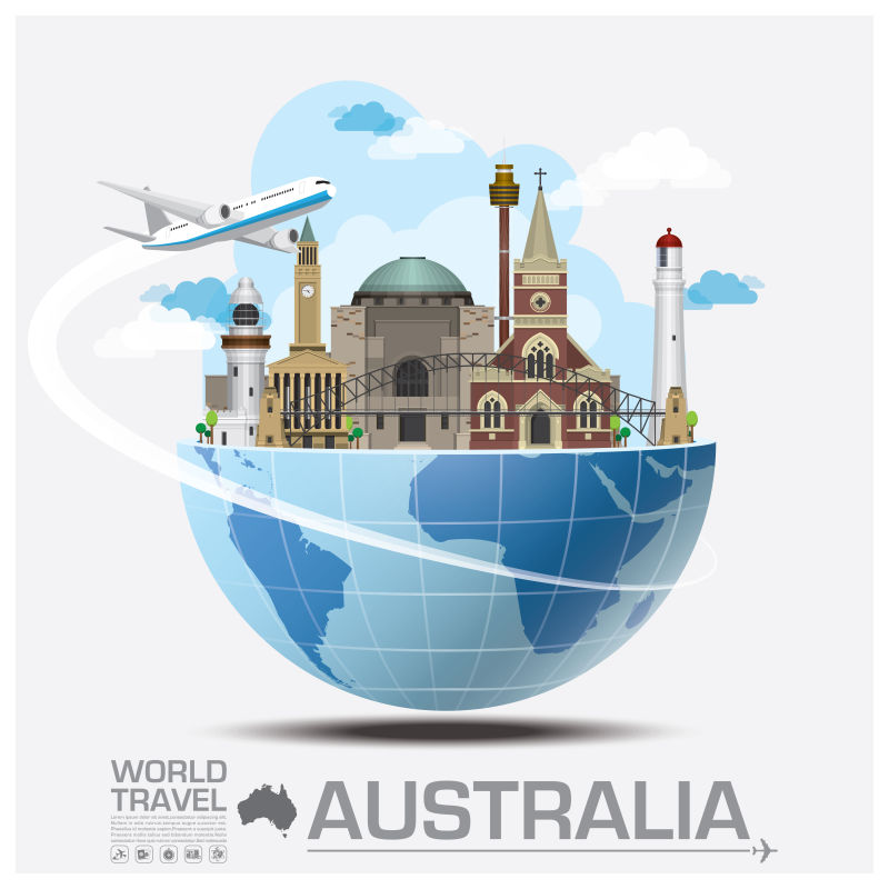 抽象澳大利亚旅行概念的矢量插图