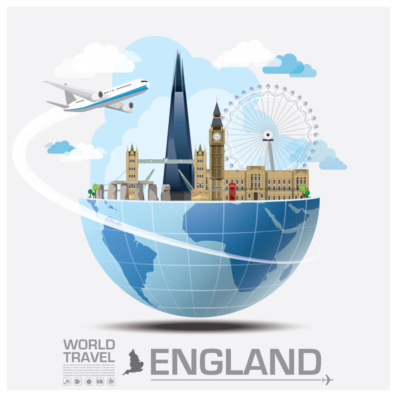 创意矢量英国旅行概念的插图设计