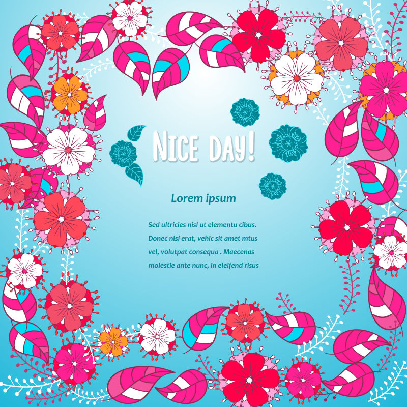 创意矢量粉色装饰花卉元素的生日贺卡设计