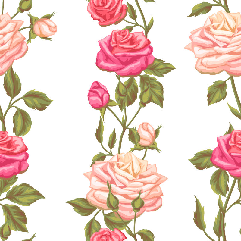 华丽的玫瑰花束矢量插图