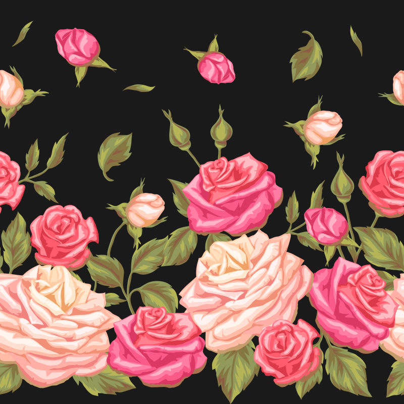 矢量的玫瑰图案卡片插图设计