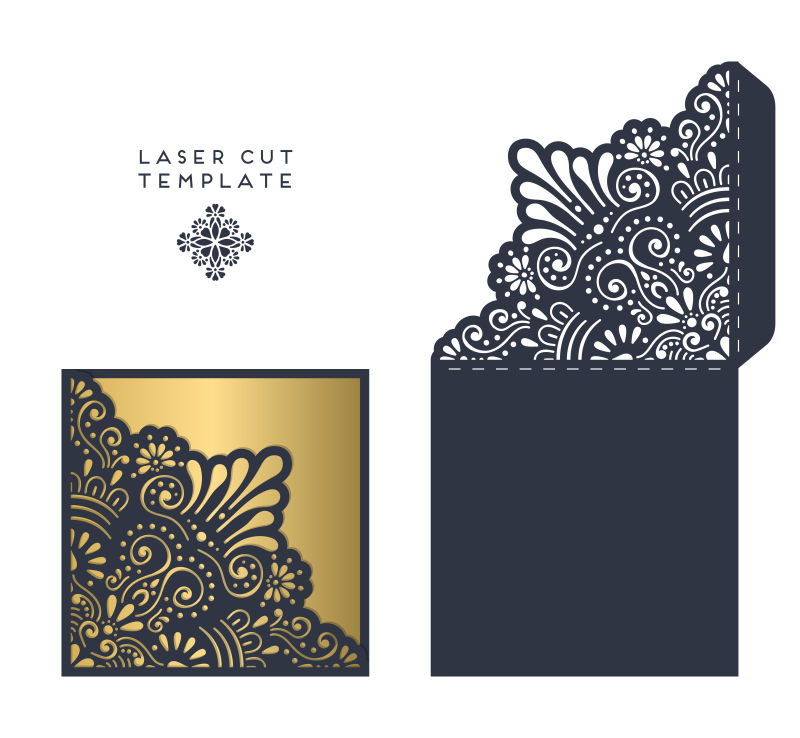 抽象矢量装饰花卉装饰的信封设计插图