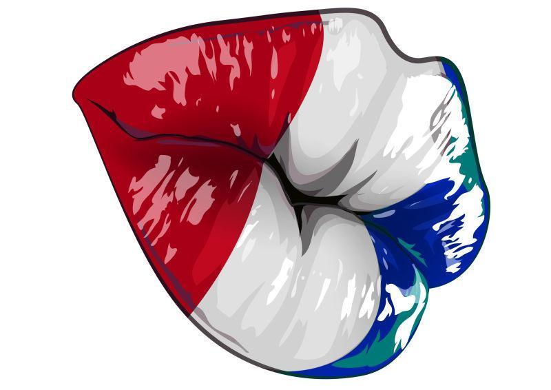 白色背景中法国创意嘴唇