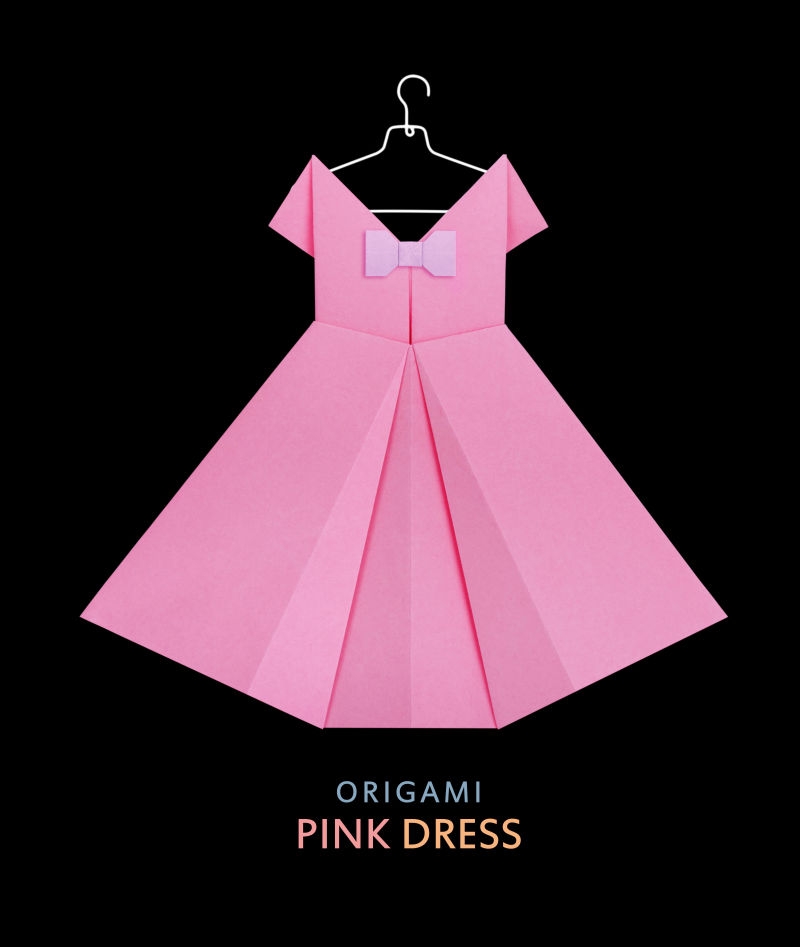 折纸粉红连衣裙