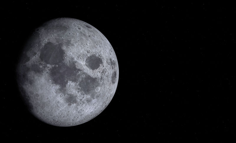 黑色背景上的太空中的月亮