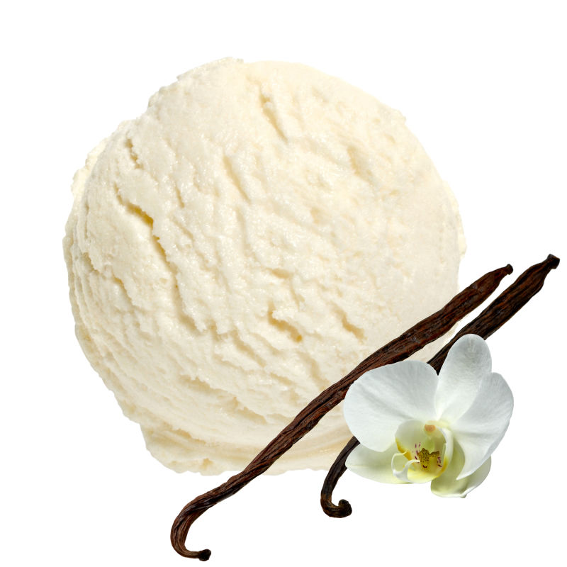 冰淇淋球与白色花