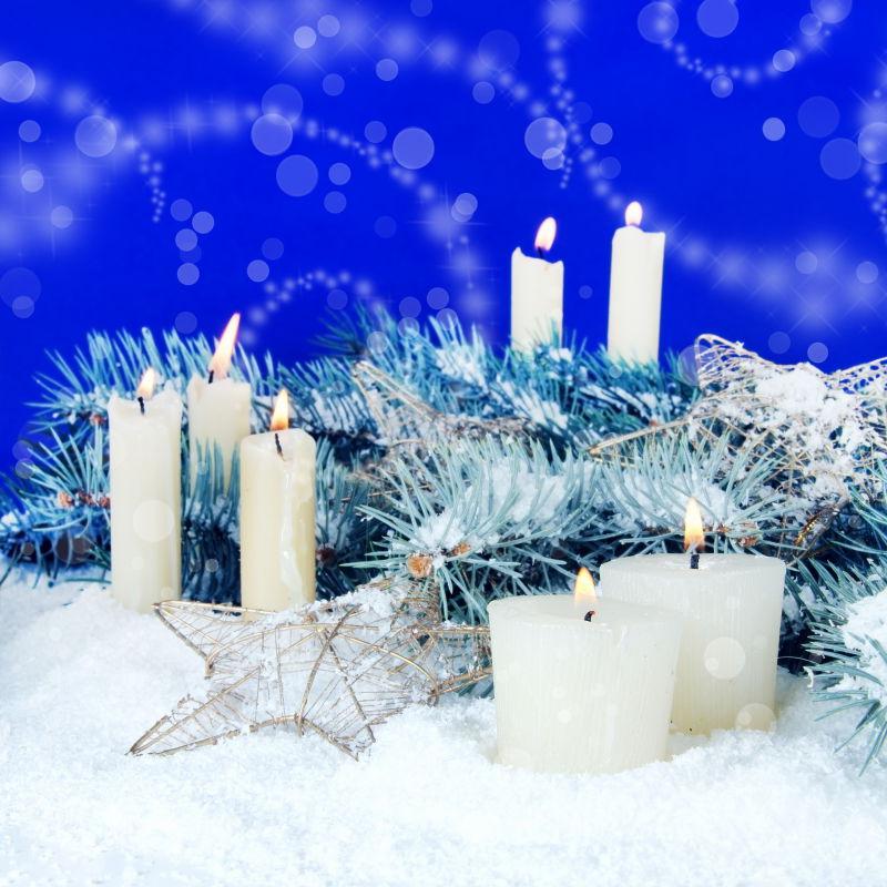 蜡烛和中岛幸惠的圣诞节日背景