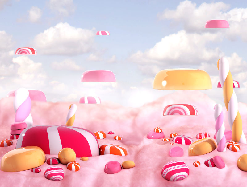 粉色幻想土地上的美味糖果