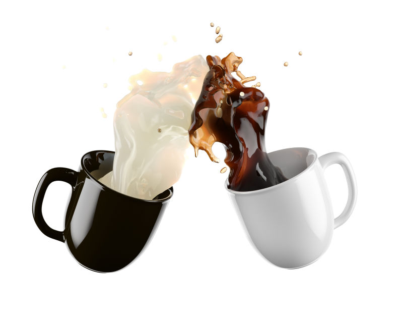 咖啡和牛奶融合在一起