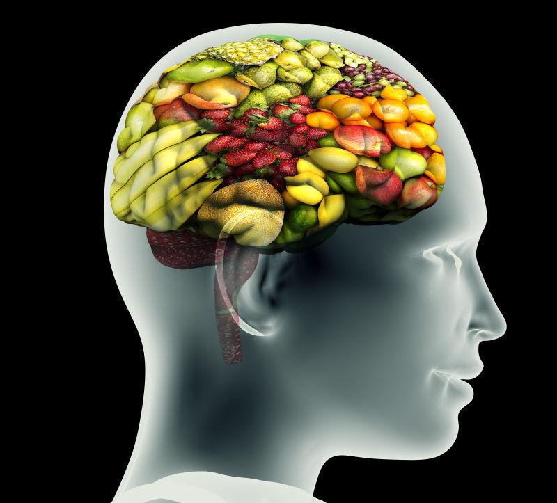人脑头部的新鲜水果
