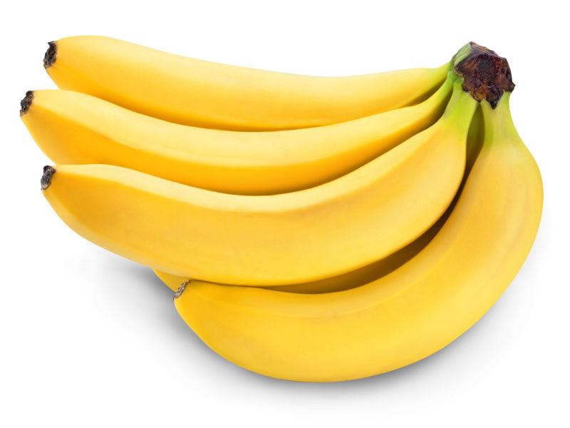 白色背景下的成熟香蕉
