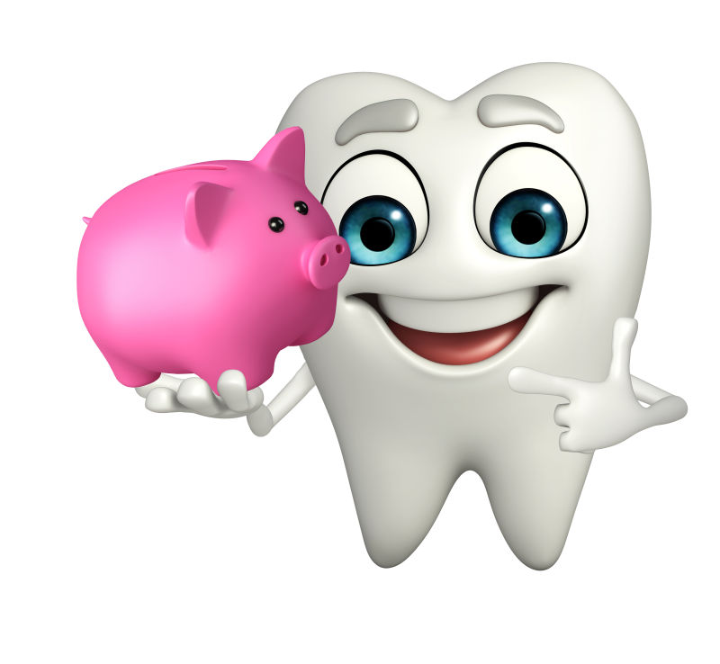 牙齿和粉色猪