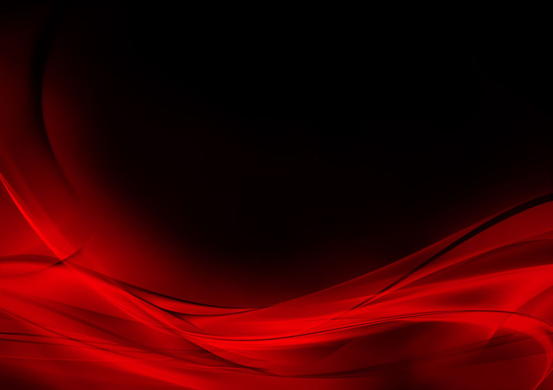 黑色背景上的抽象红色曲线背景