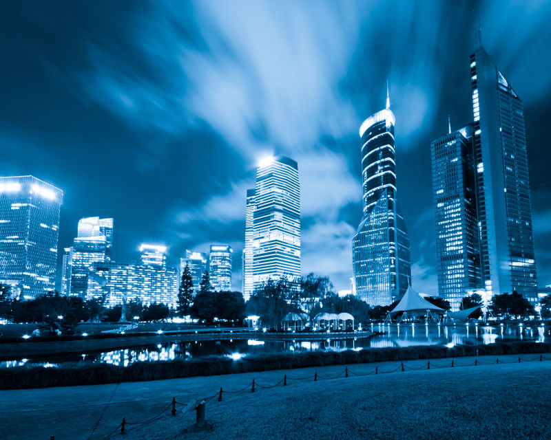 中国现代建筑夜景