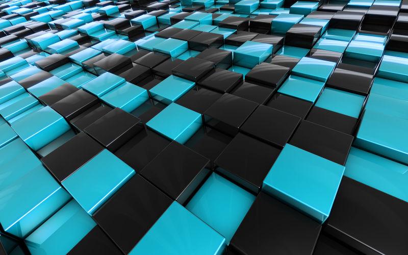 蓝色和黑色的立方体