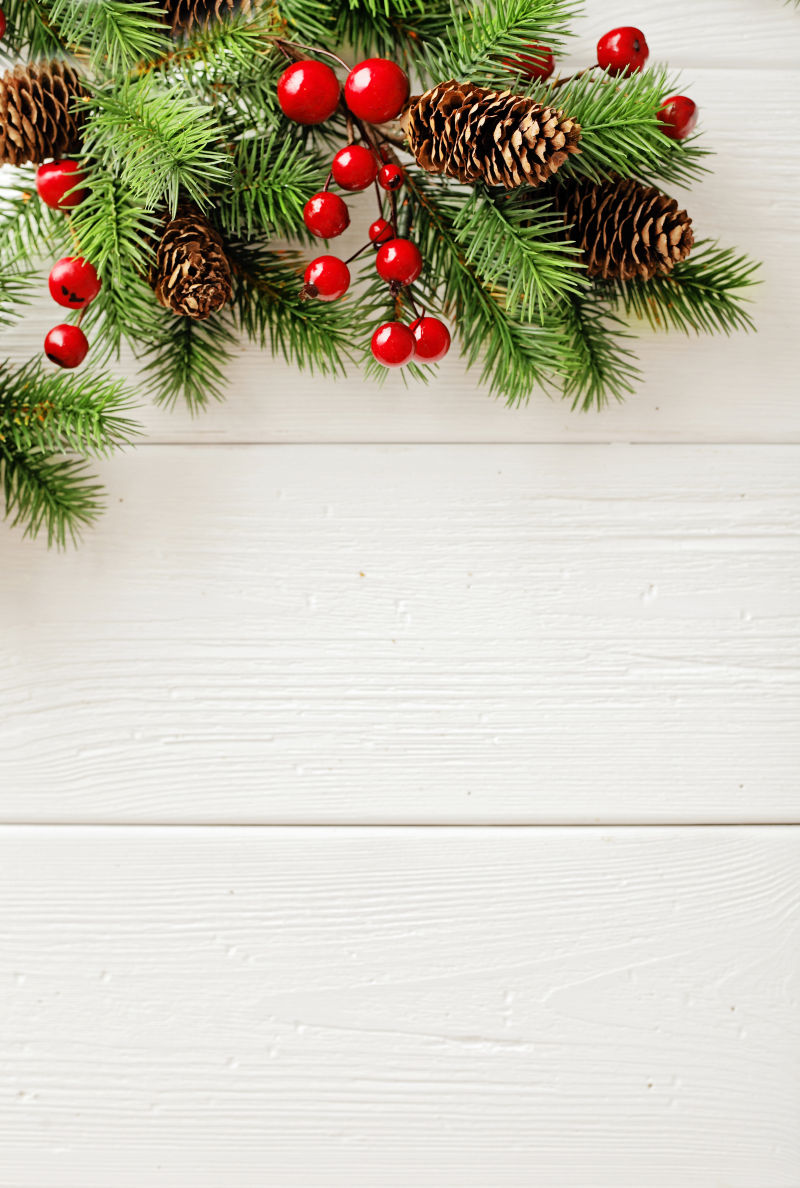 木质背景的圣诞边框