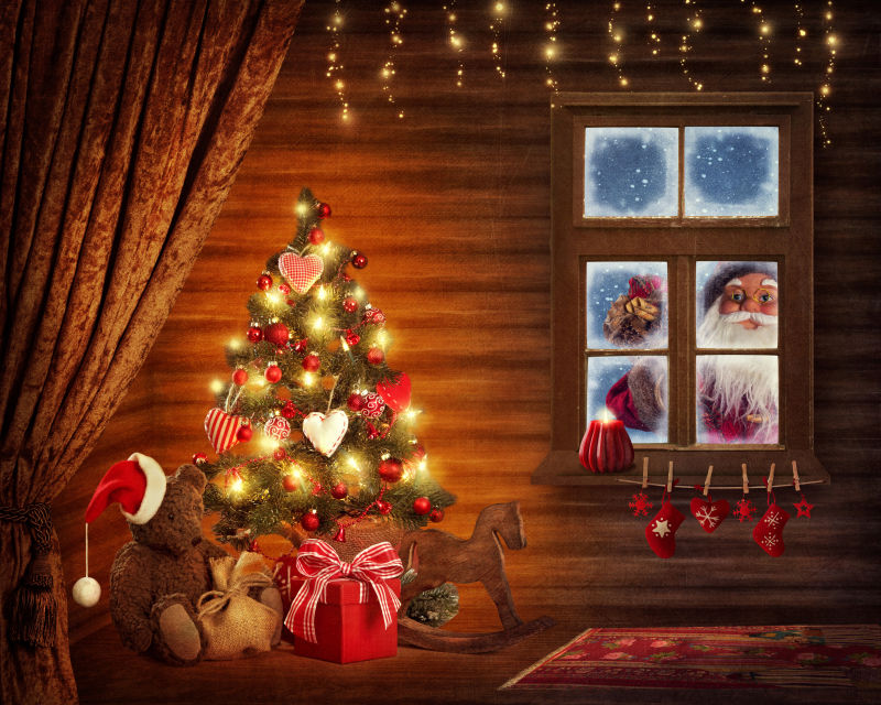 圣诞树和礼物的房间