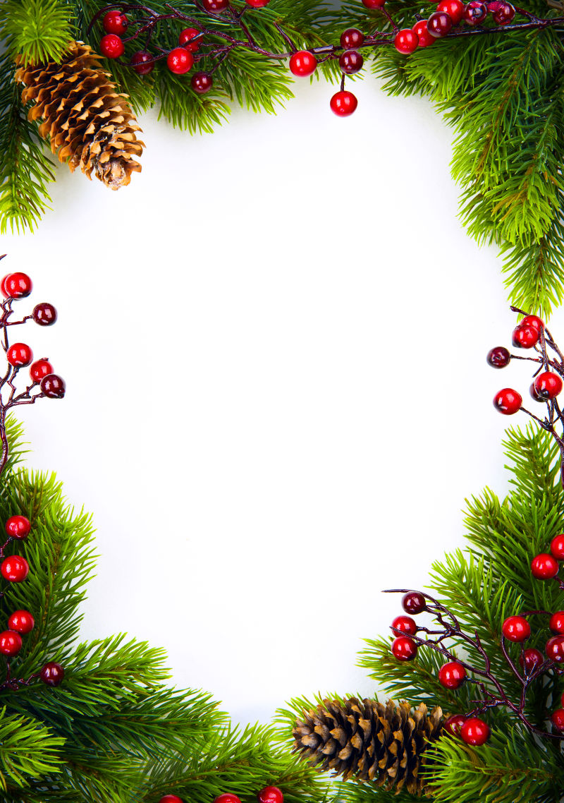 白色背景周边的圣诞装饰图片素材 圣诞节背景集背景图案素材 Jpg图片格式 Mac天空素材下载