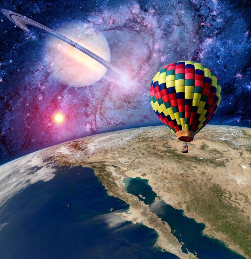 地球上空的热气球