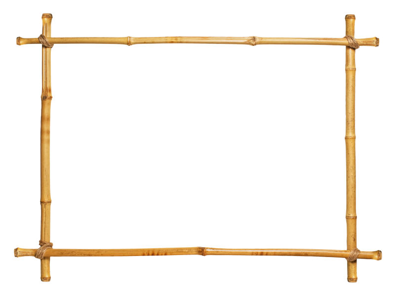 白色背景上的黄色竹子框架