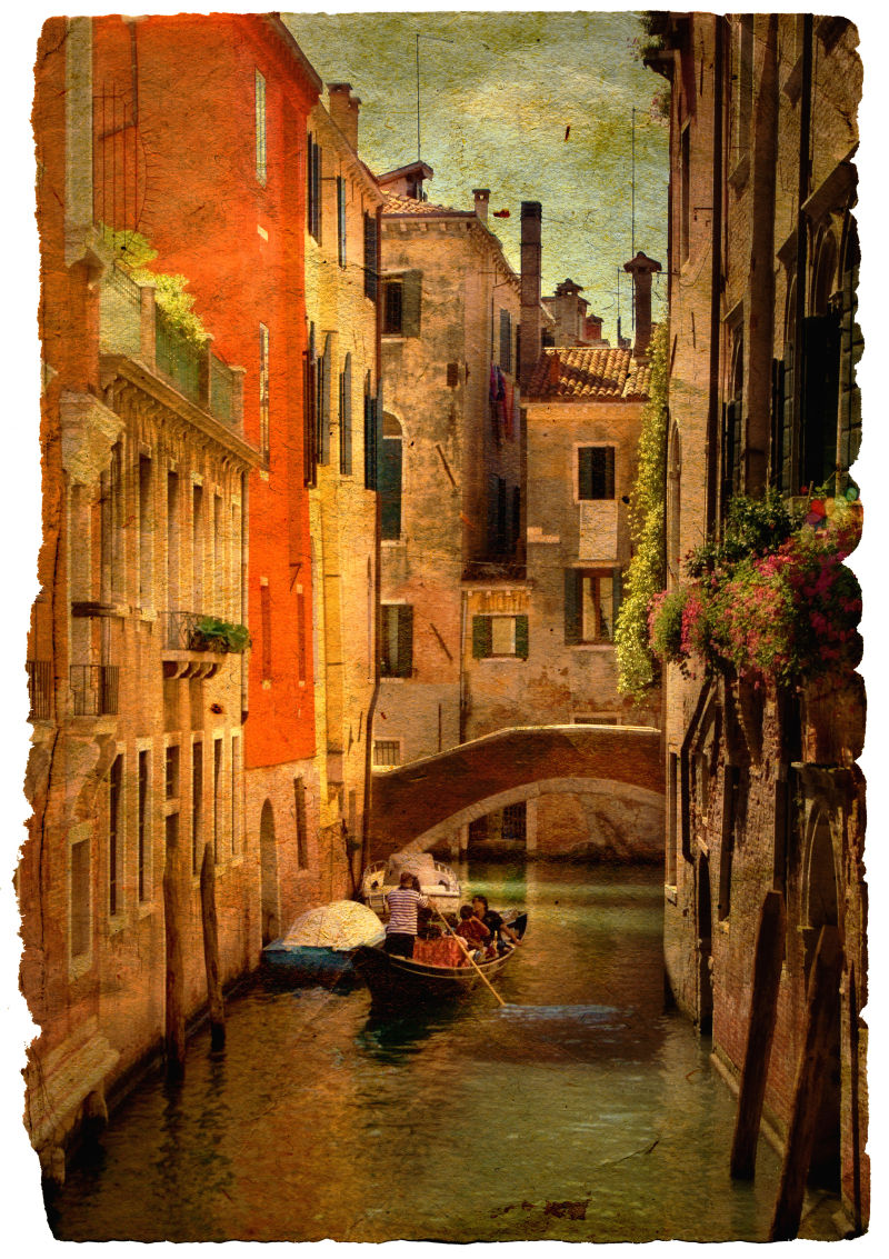 复古风格的威尼斯景色