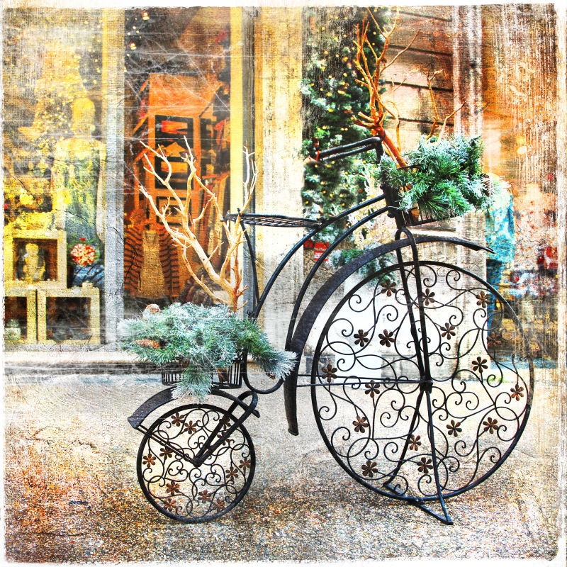 复古风格的花卉自行车