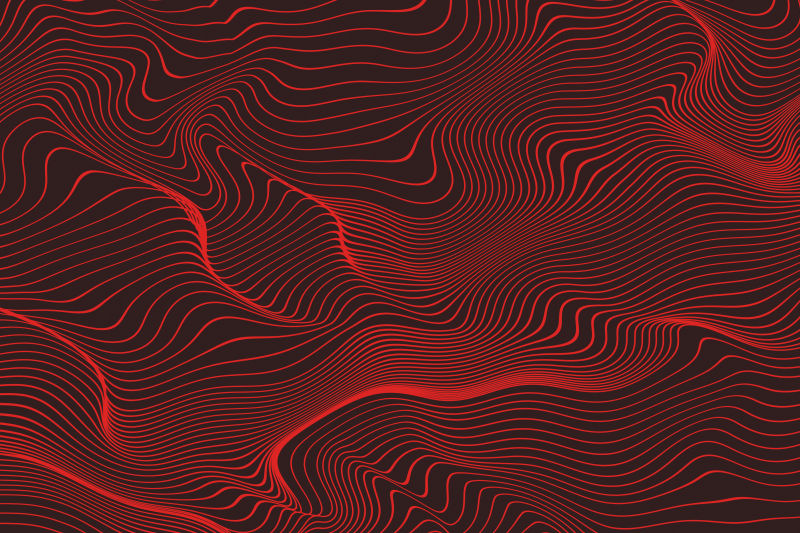 红色的抽象线型波形背景